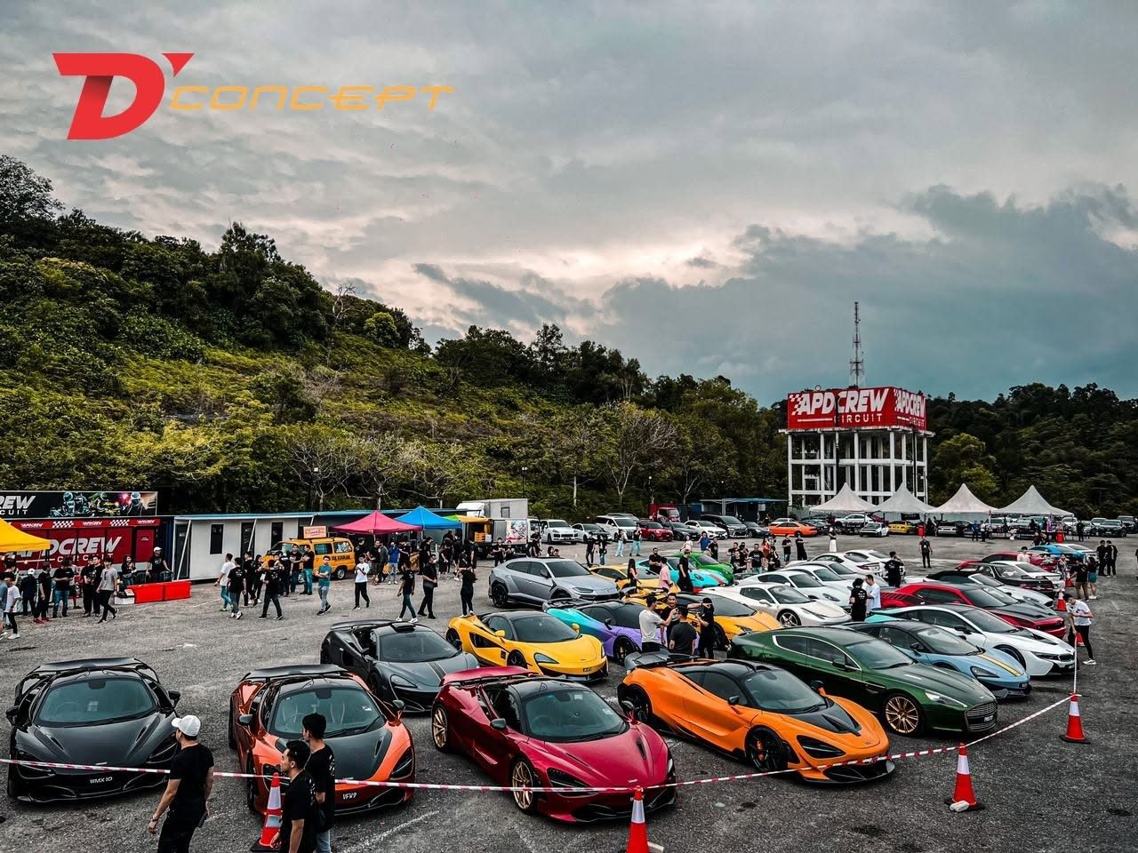D'Concept Supercar Club members' McLaren, Lamborghini and Aston Martin supercars at APD Crew Circuit