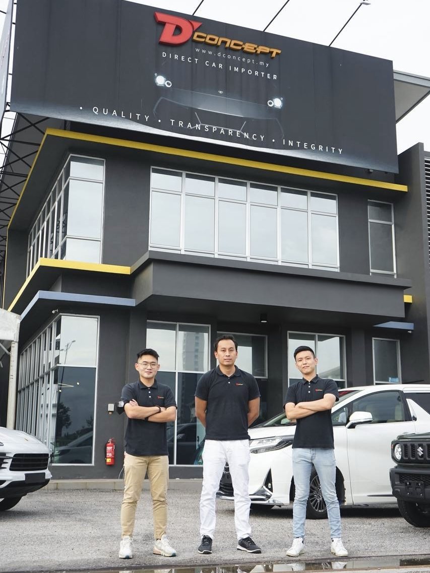 Eden and the D'Concept team outside the D'Concept showroom in Klang